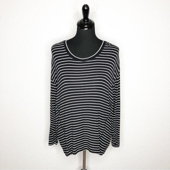 Cabi black white striped jersey knit top size Small #4005 - Picture 2 of 12